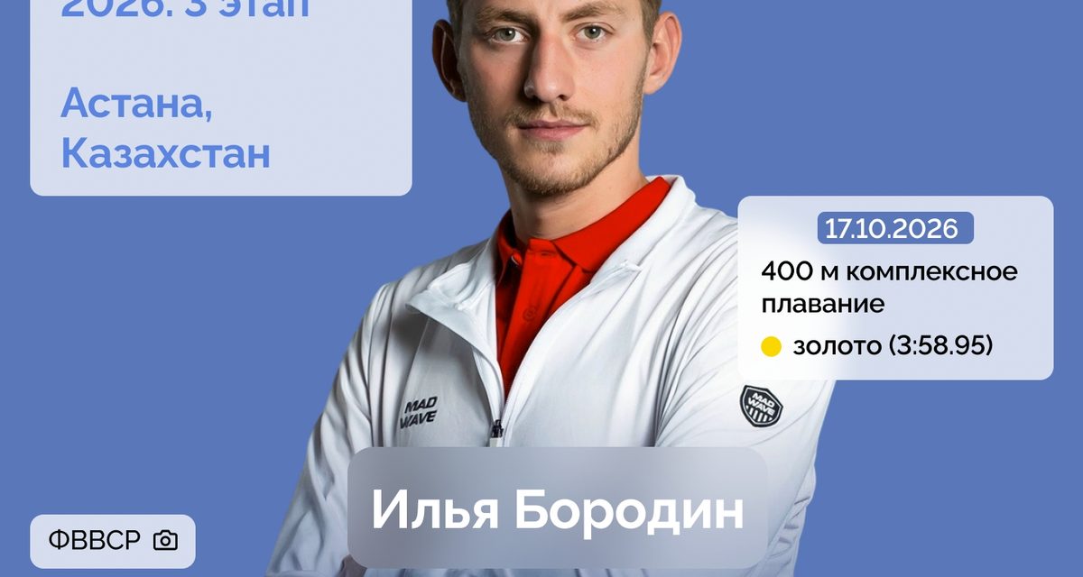 Брянский пловец Илья Бородин выиграл золото Кубка мира в Астане на дистанции 400 метров комплексом